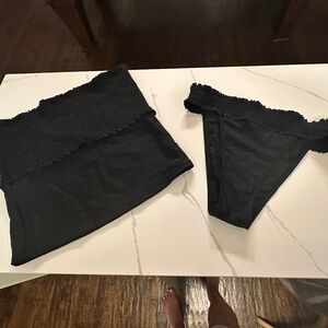 NWT-Beachsissi Black Ruffled‎ Tankini-Size Large